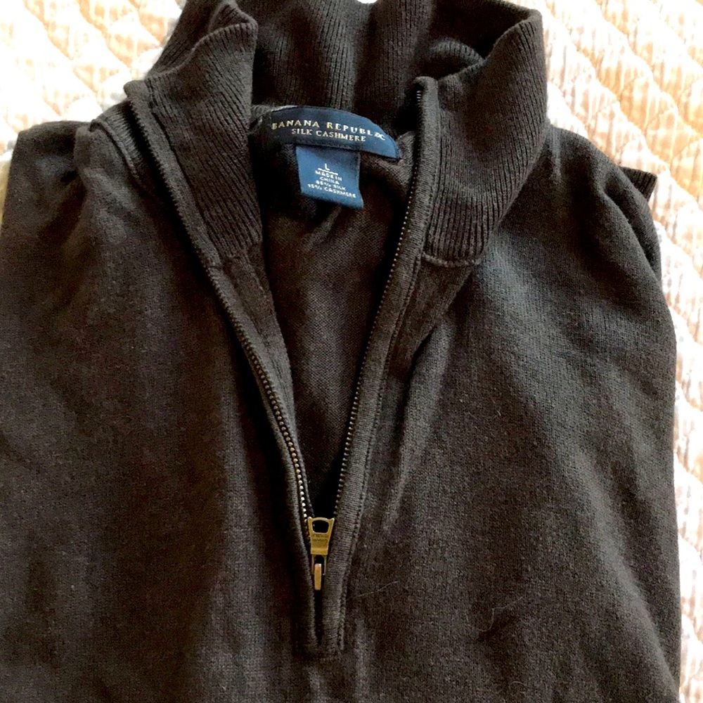 L brown 1/4 zip Banana Republic silk & cashmere sweater